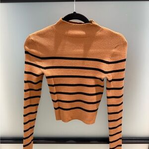 Striped Tan and Black Women's Sweater
